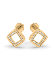 Square Diamond Studs in Yellow Gold_3