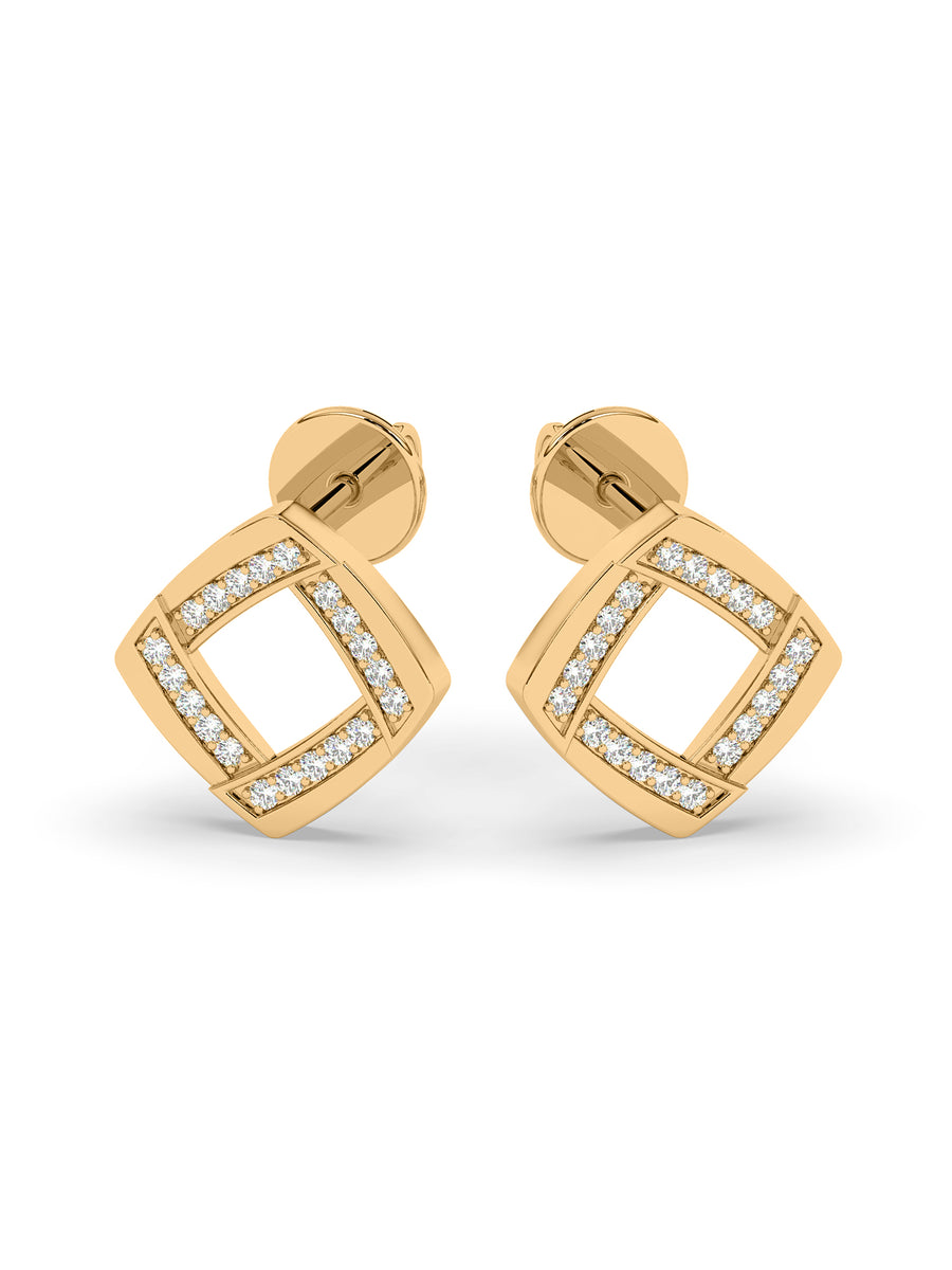 Square Diamond Studs in Yellow Gold_3