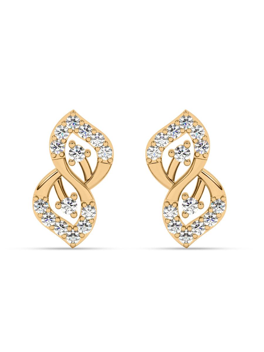 Leafy Affair Diamond Earrings In Yellow Gold_1