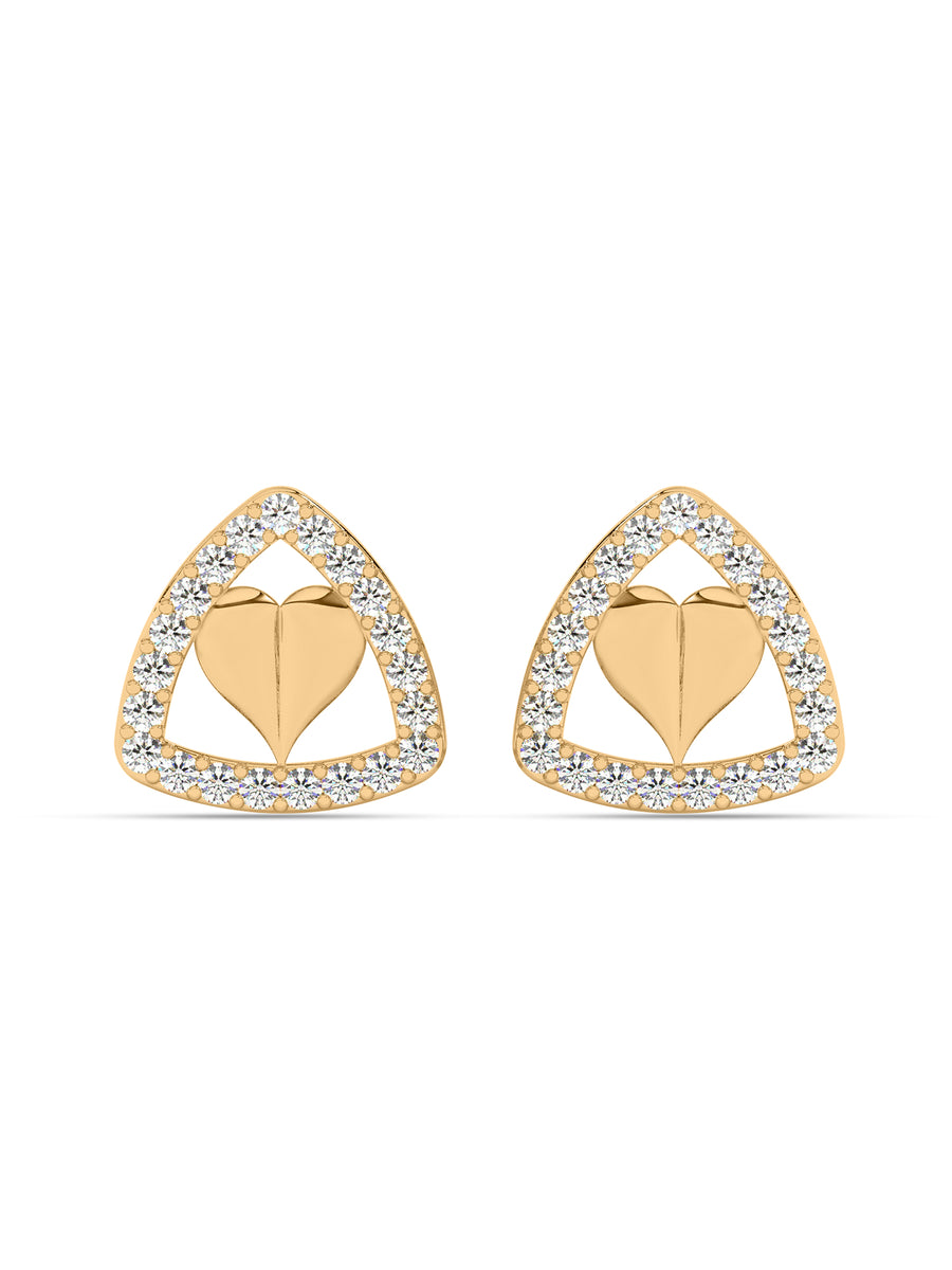 Trillion Hearts Diamond Earrings in Yellow Gold_1