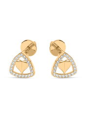 Trillion Hearts Diamond Earrings in Yellow Gold_4