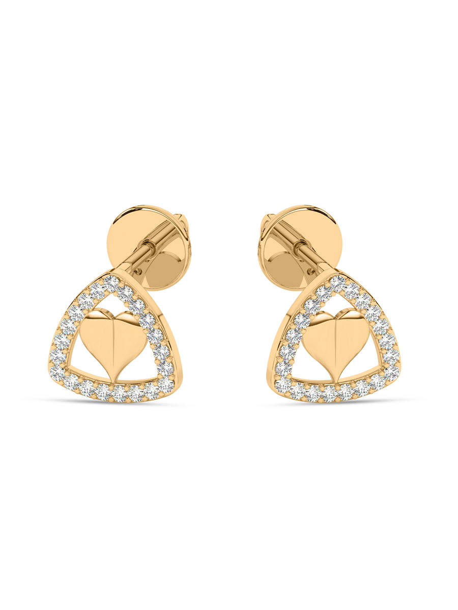 Trillion Hearts Diamond Earrings in Yellow Gold_4