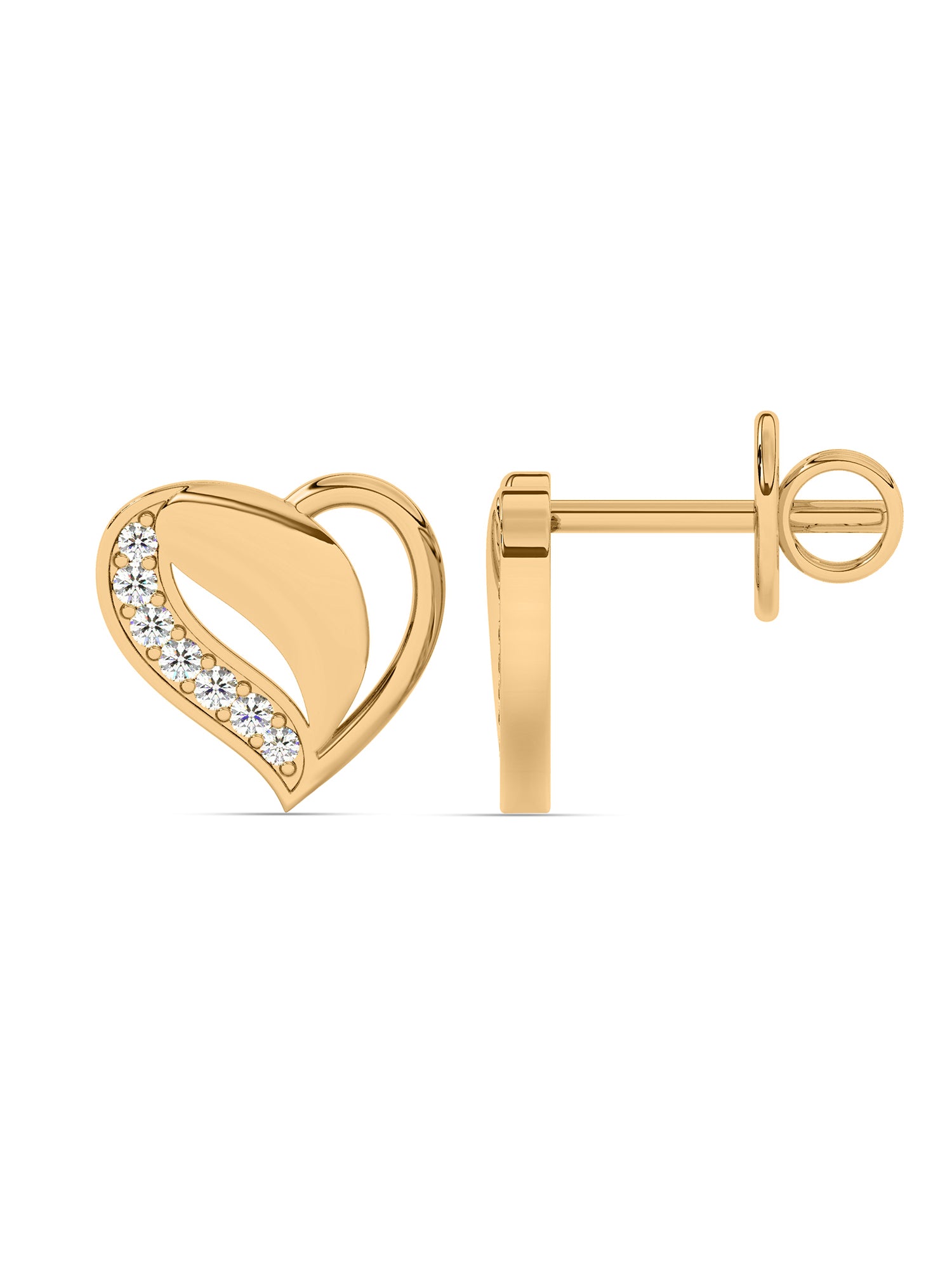 Romance Hearts Diamond Earrings In 14K Gold