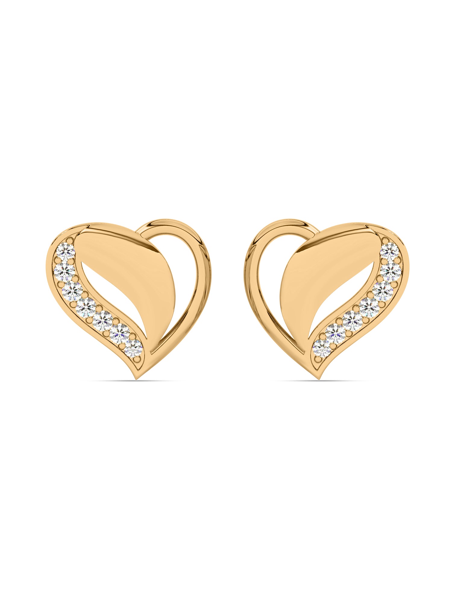 Romance Hearts Diamond Earrings In 14K Gold_1