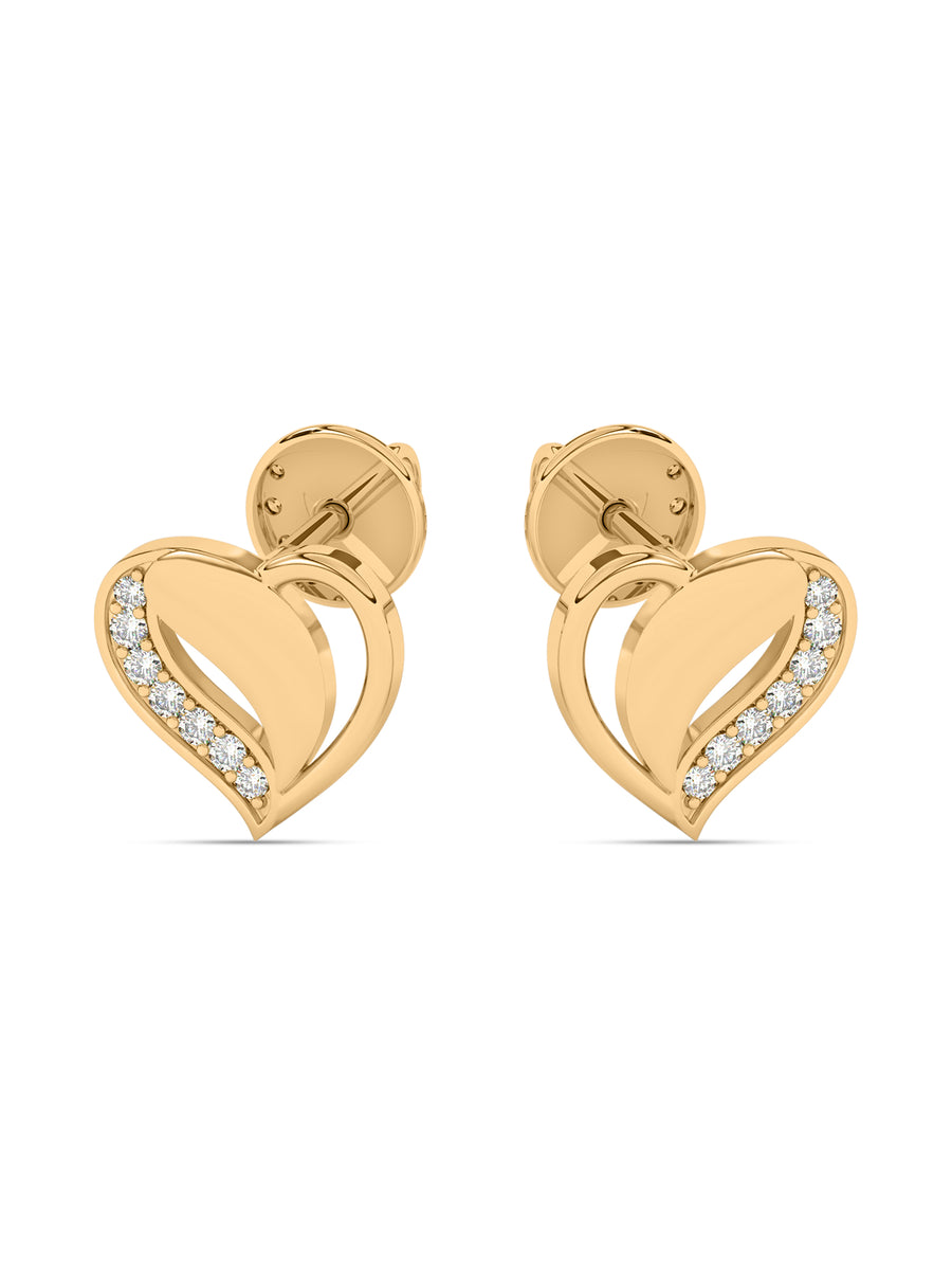 Romance Hearts Diamond Earrings In 14K Gold_2