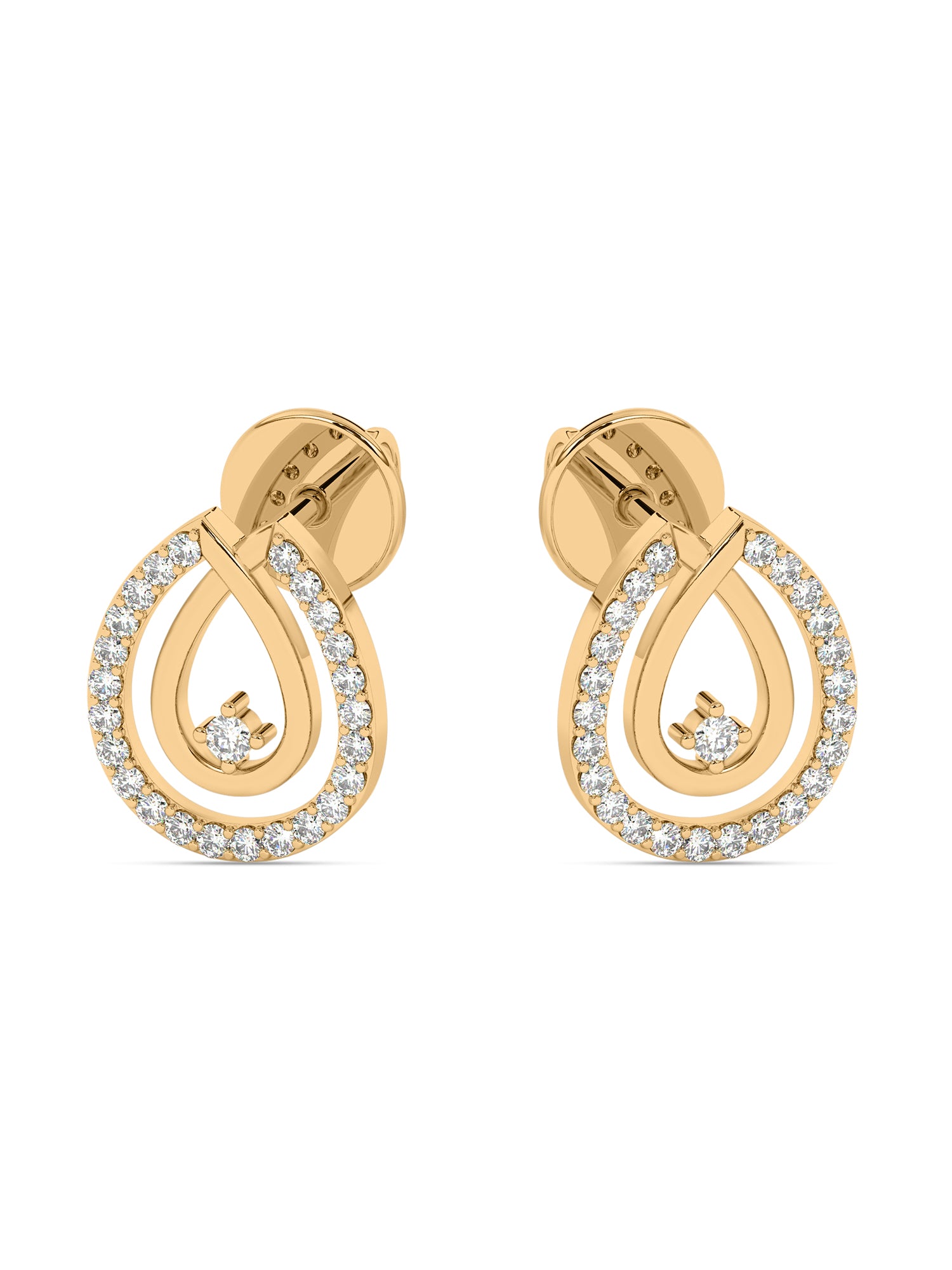 Drop Diamond Earrings In Yellow Gold_1