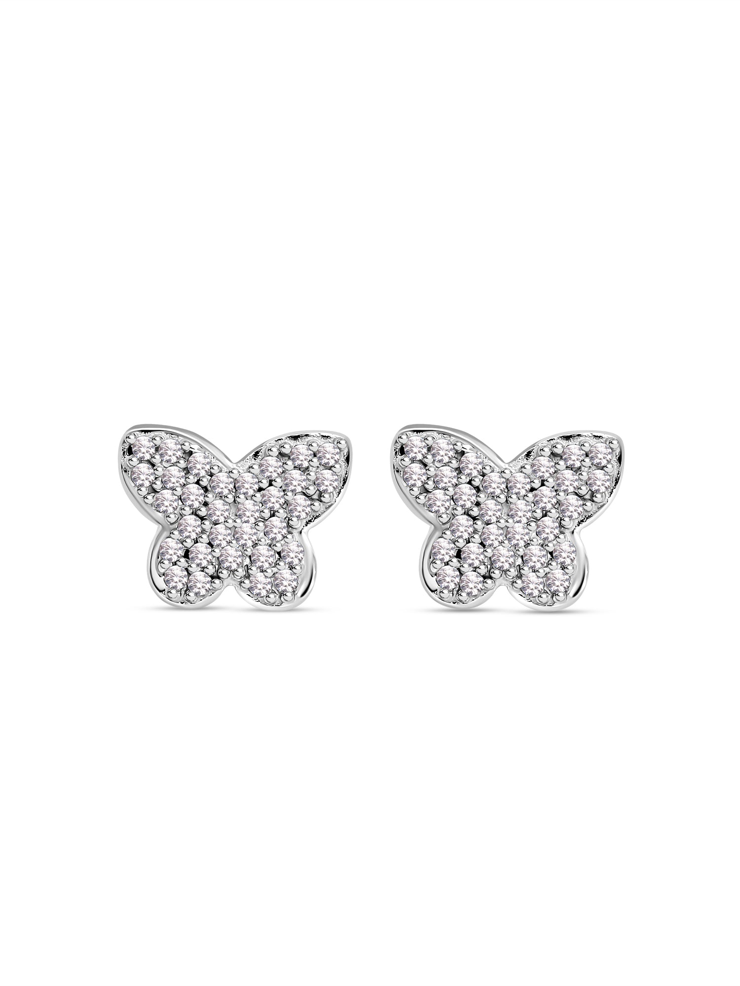 Silver Butterfly Diamond Look Earrings