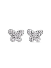 Silver Butterfly Diamond Look Earrings-3