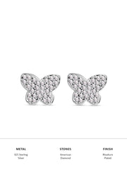 Silver Butterfly Diamond Look Earrings-5