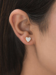 Gold-Plated Sparkling Hearts Earring Studs For Women-2