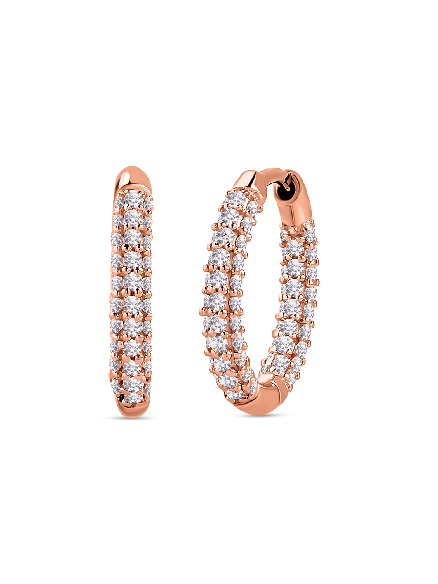 Rose Gold Plated Diamond Look Trendy Hoop Earrings For Women