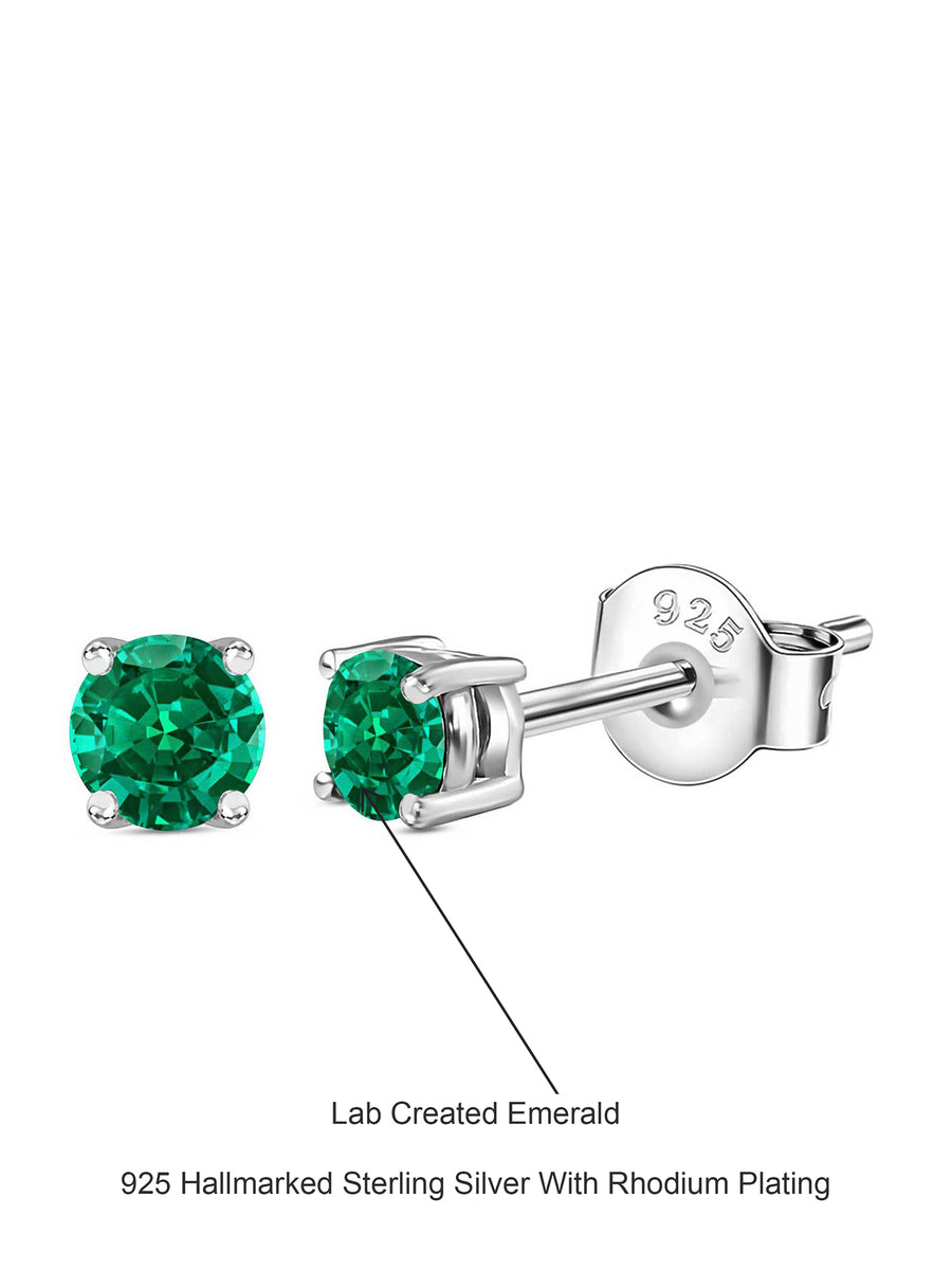 Half Carat Green Emerald Studs For Women-5