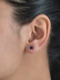 Blue Sapphire Daily Wear 4mm Solitaire Stud Earrings-1