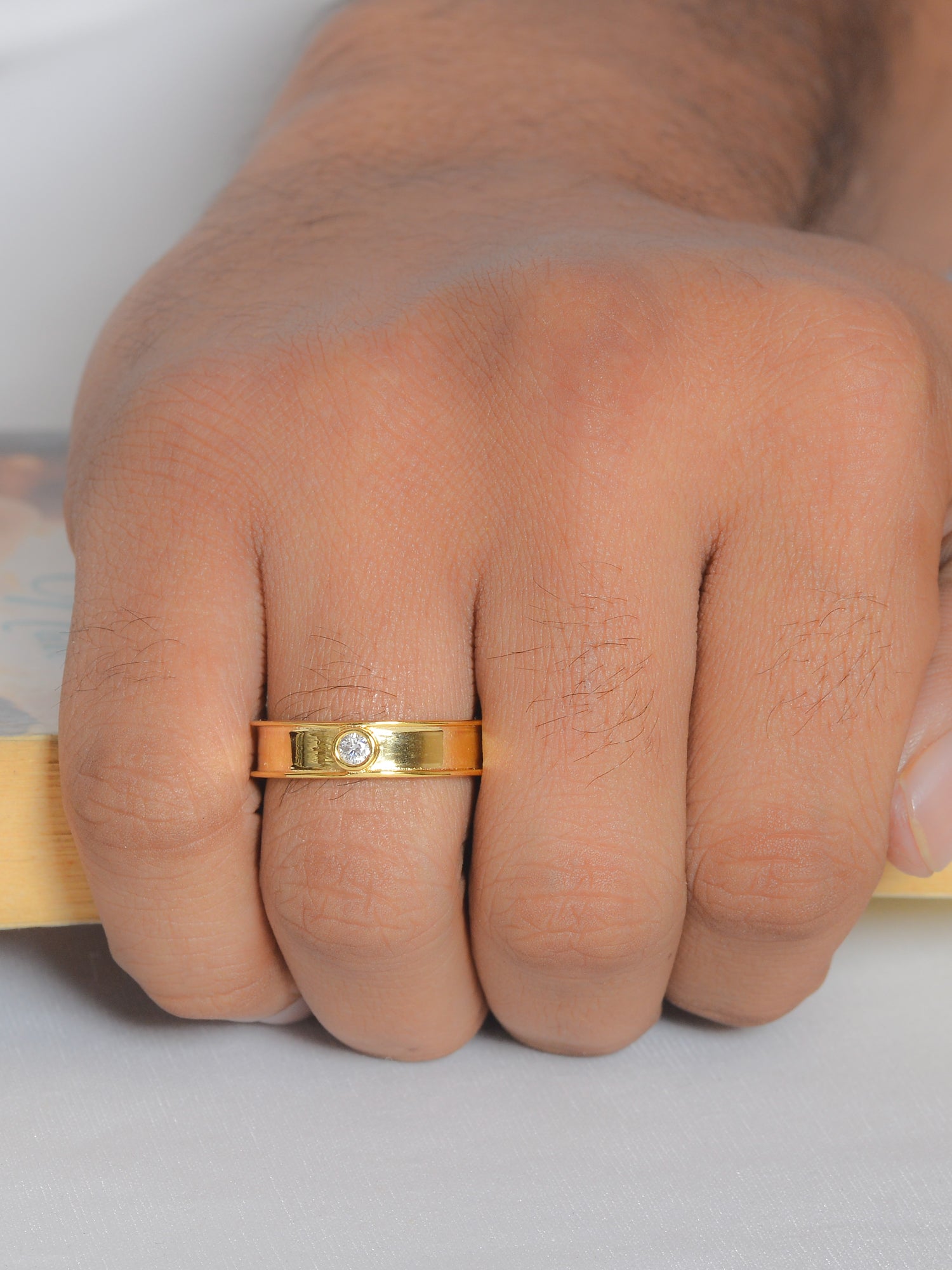 0.2 Carat 18K Gold Plated Made In Pure Silver Adjustable Ring For Him-2