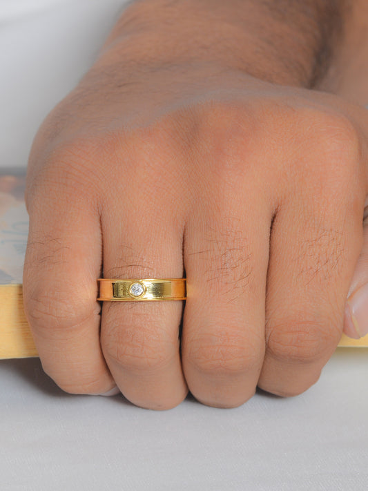 0.2 Carat 18K Gold Plated Made In Pure Silver Adjustable Ring For Him-2