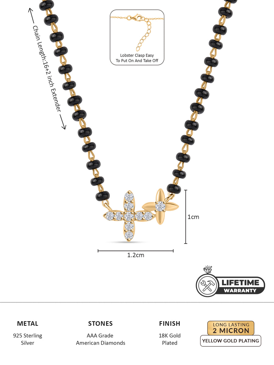 Floral Diamond Look Gold Plated Mangalsutra-5