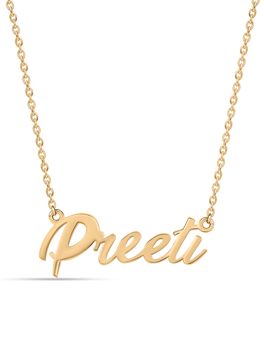 Yellow Gold Personalised Silver Necklace For Women & Girls