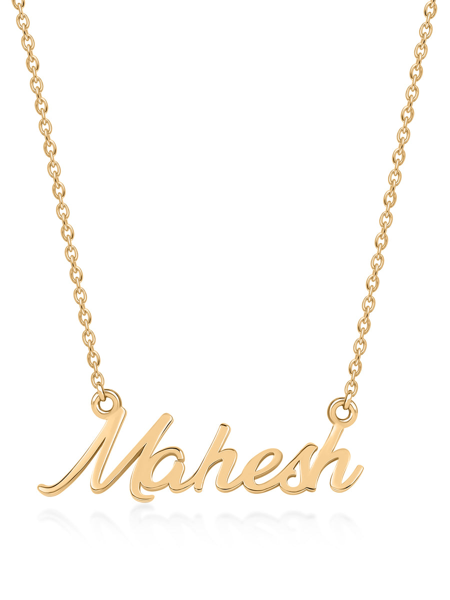 Yellow Gold Name Pendant With Chain  for men