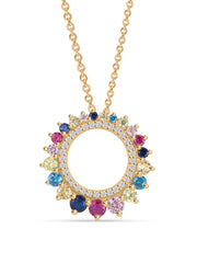 Multi Color Circle Gold Pendant For Women