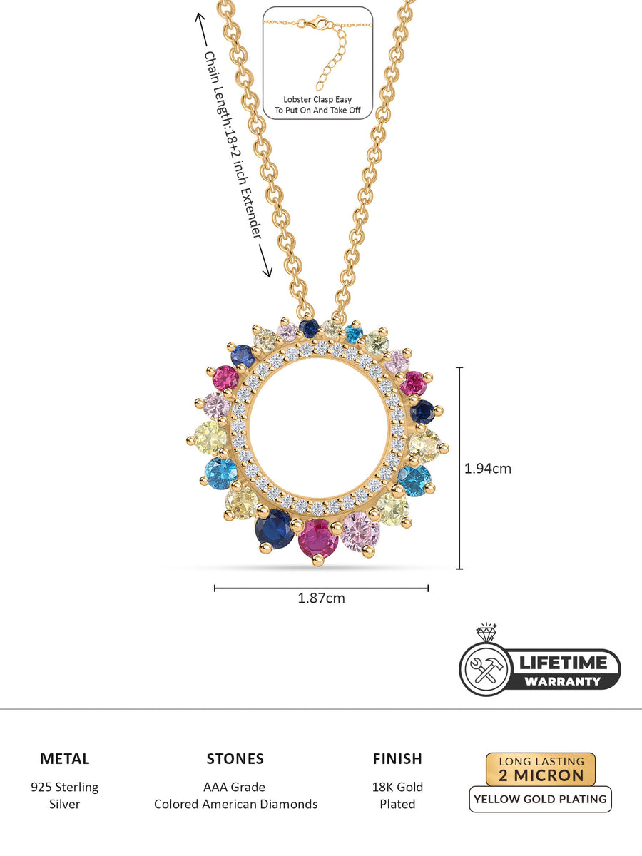 Multi Color Circle Gold Pendant For Women-3