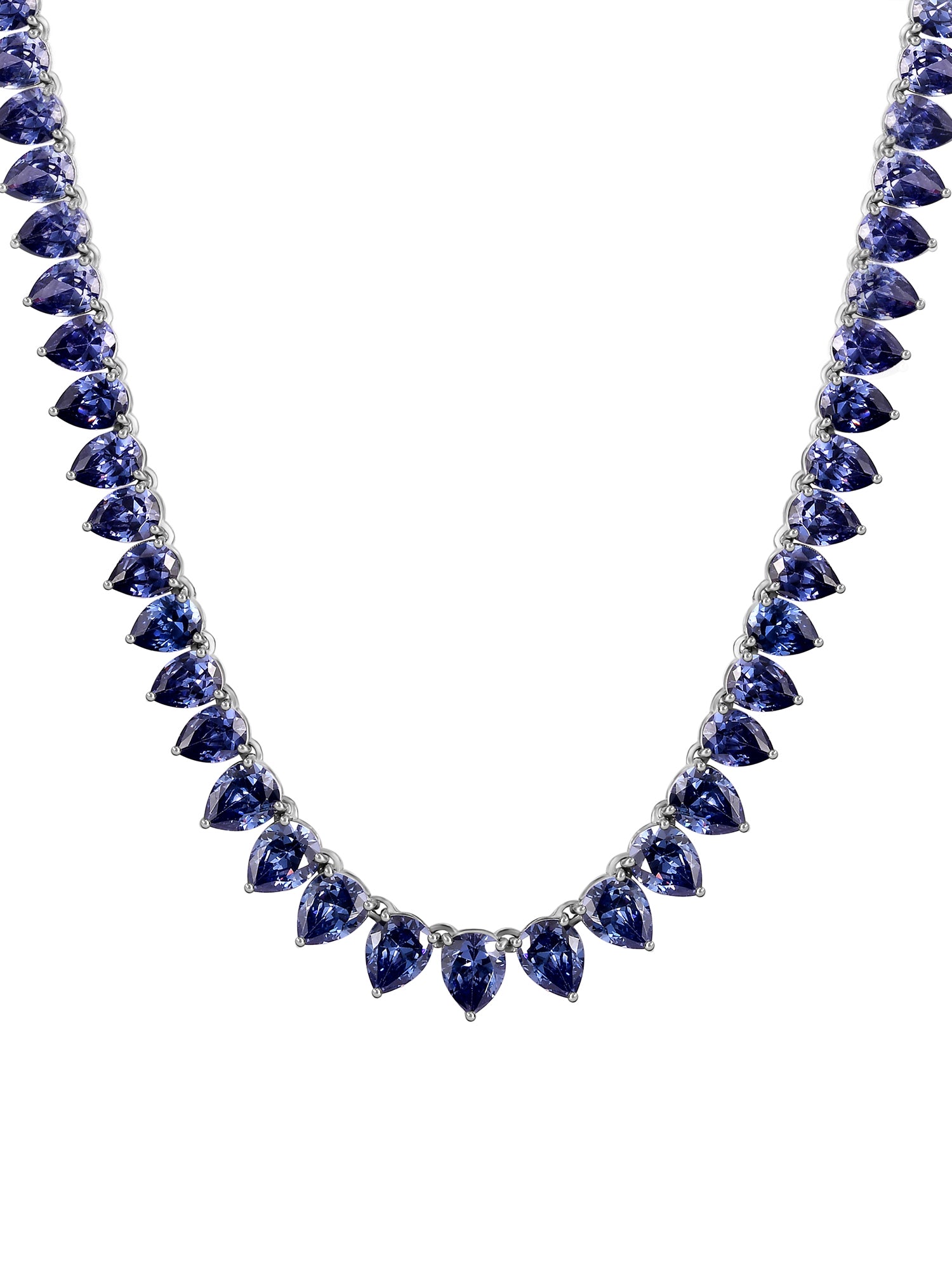 100 Ct. Blue Tanzanite CZ Pear shape Necklace in 925 Sterling Silver-3