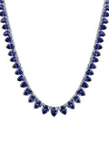 100 Ct. Blue Tanzanite CZ Pear shape Necklace in 925 Sterling Silver-3