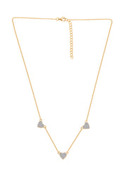 Gold Plated Heart Station Necklace For Women