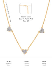 Gold Plated Heart Station Necklace For Women