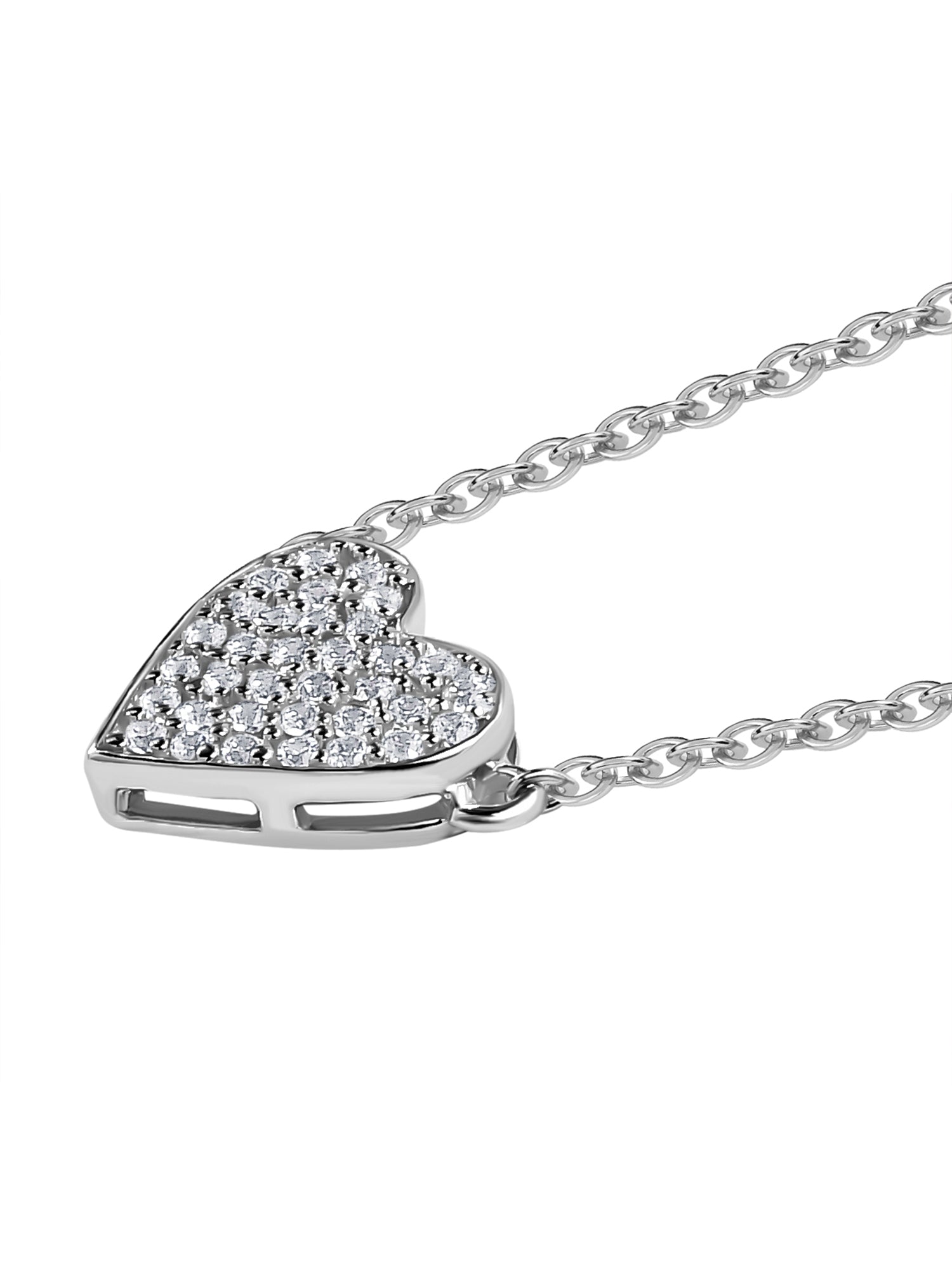 Diamond Look Heart Necklace In 925 Silver-2