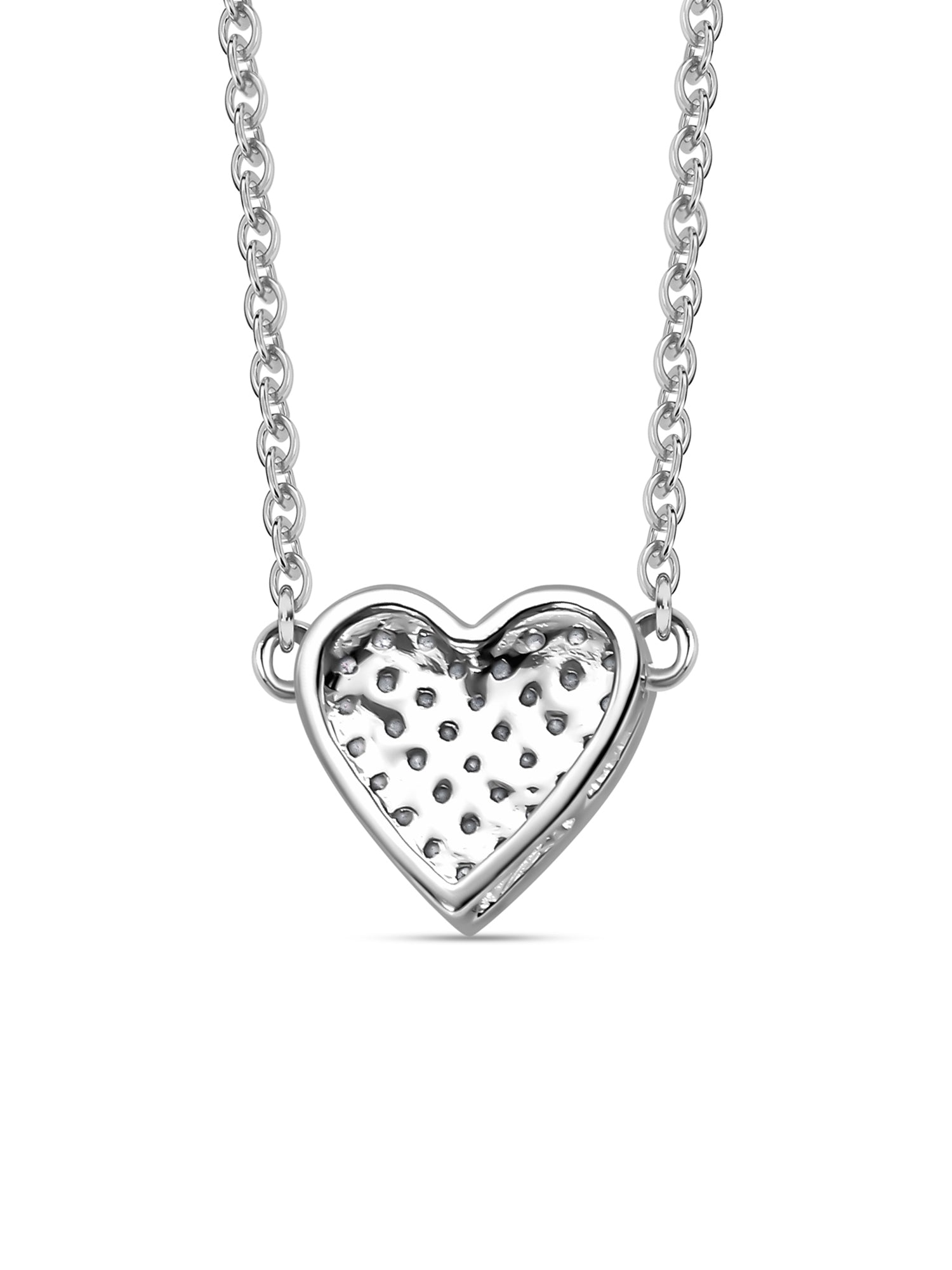 Diamond Look Heart Necklace In 925 Silver-3