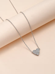 Diamond Look Heart Necklace In 925 Silver