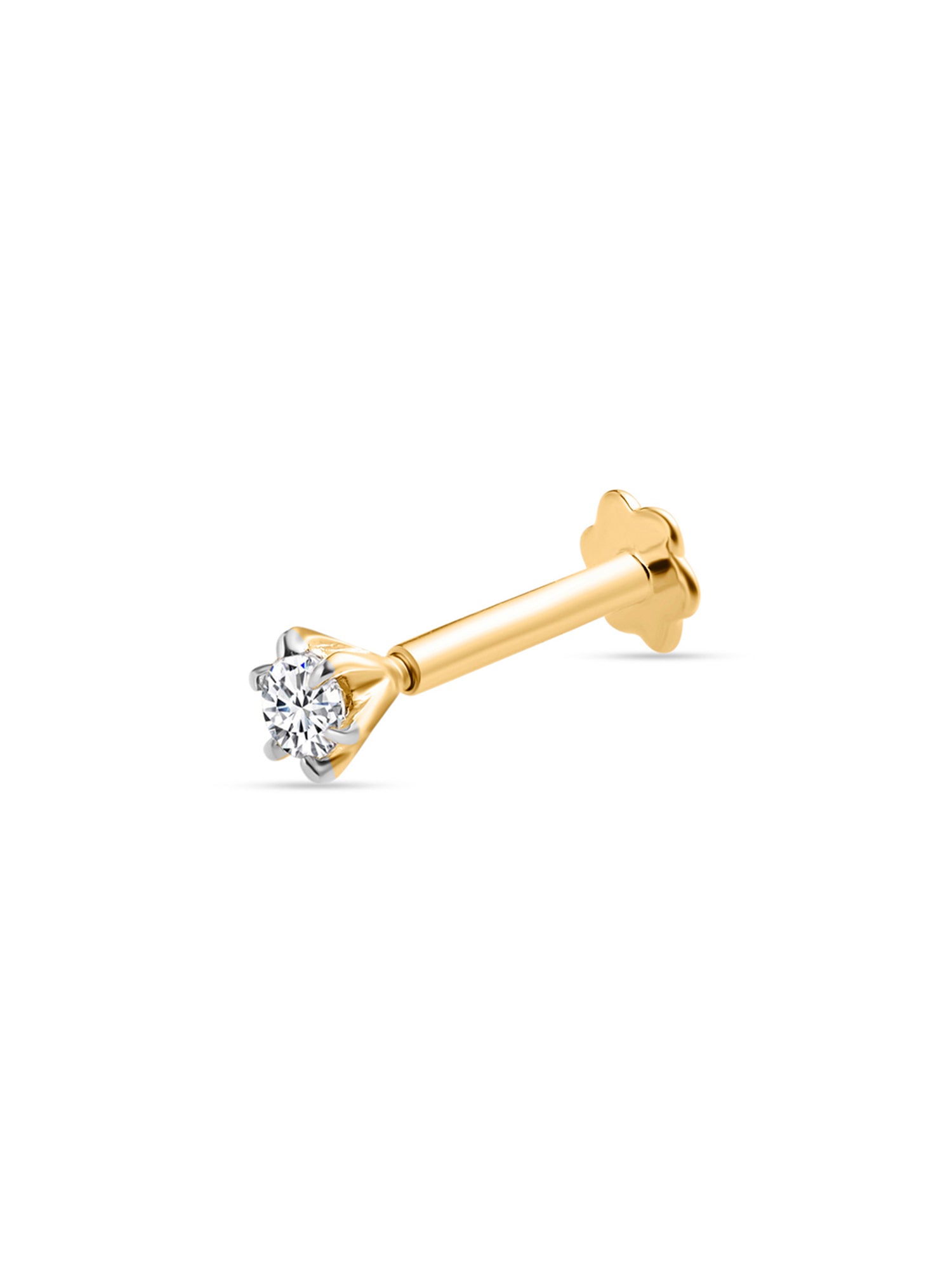 0.10 Carat 14k Yellow Gold Solitaire Diamond Nose Pin