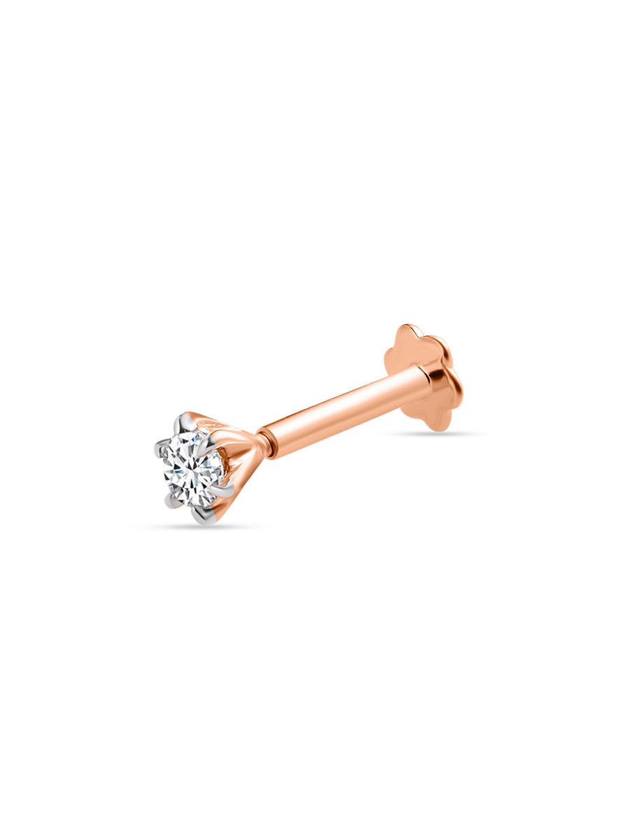 0.15 Ct Yellow Gold Solitaire Diamond Nose Pin