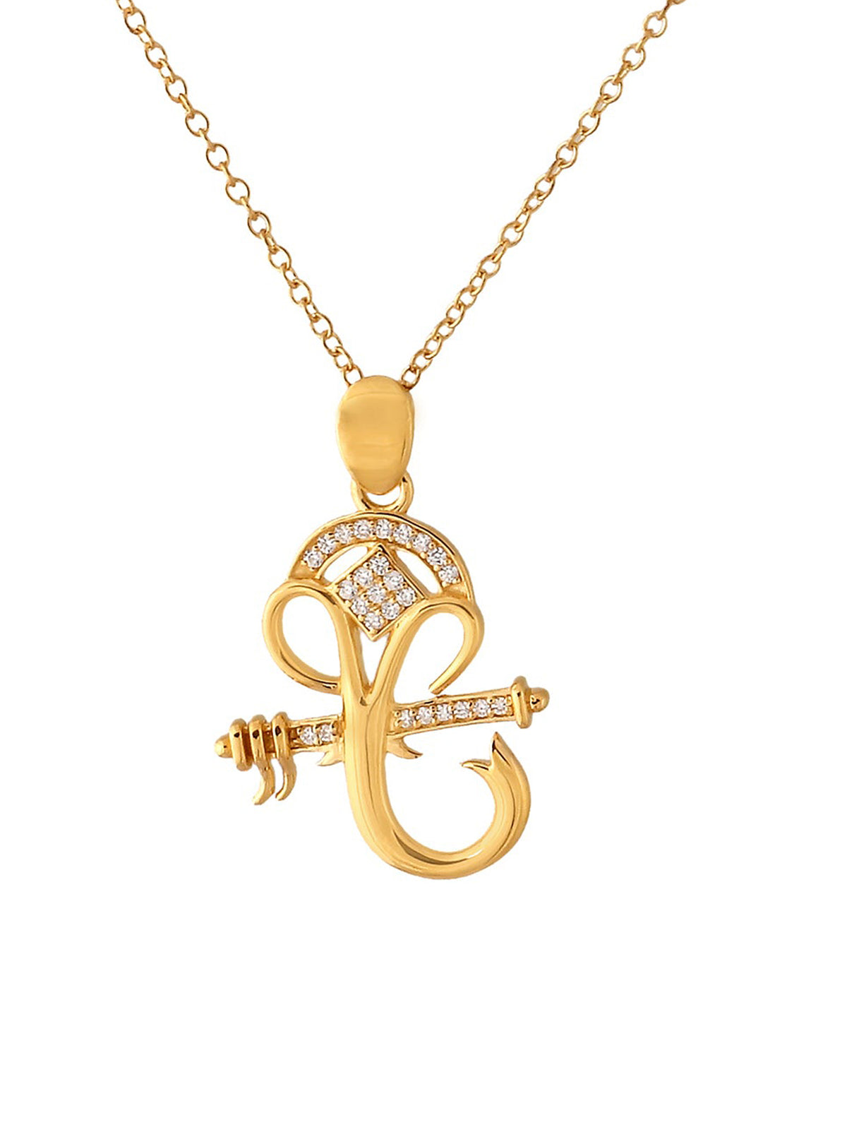 GOLD PLATED 925 SILVER GANESH NECKLACE FOR MAN
