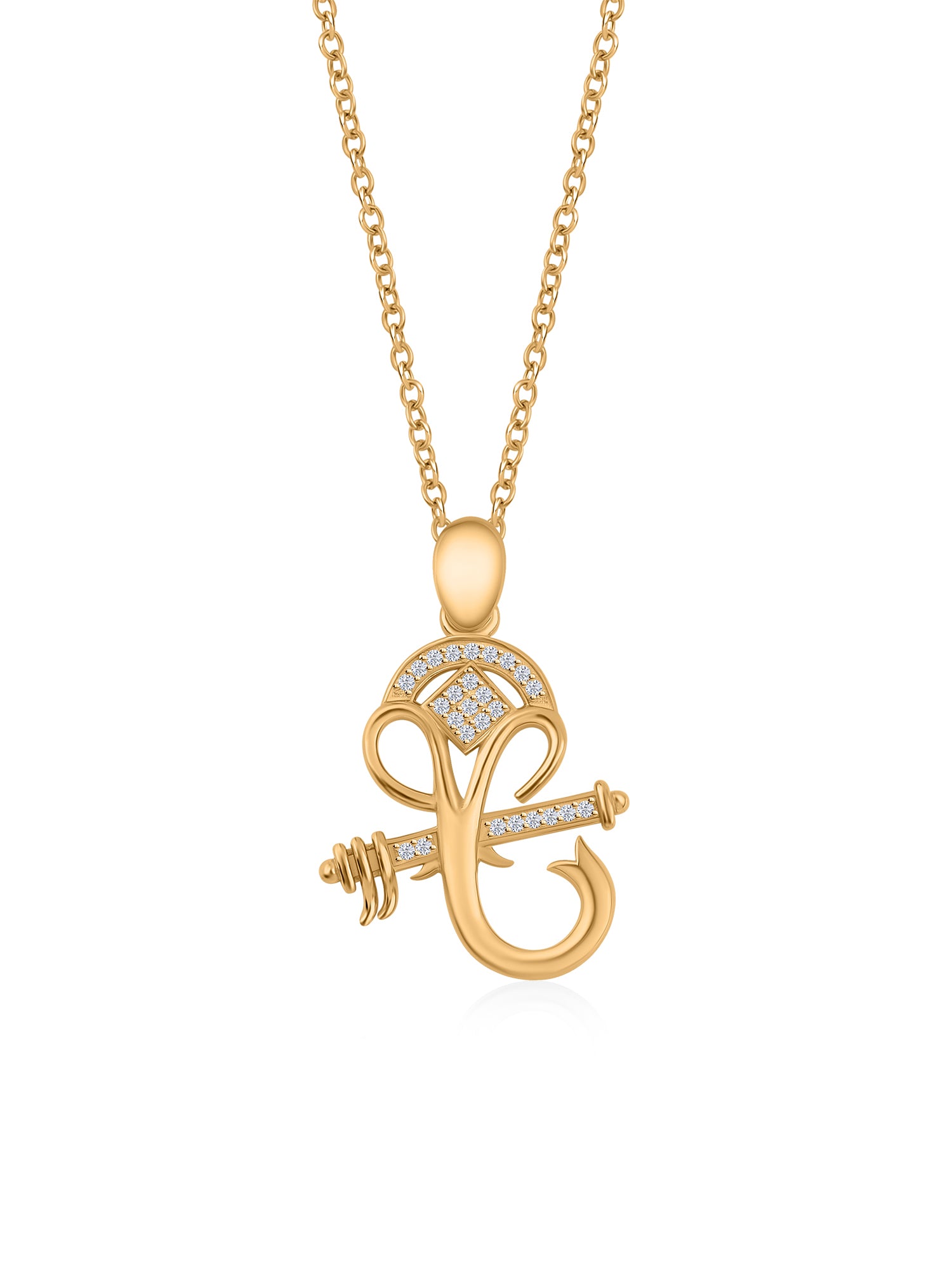 Gold Plated 925 Silver Ganesh Necklace-1