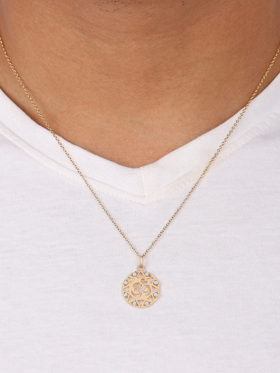 Gold Plated 925 Silver Om Necklace-2