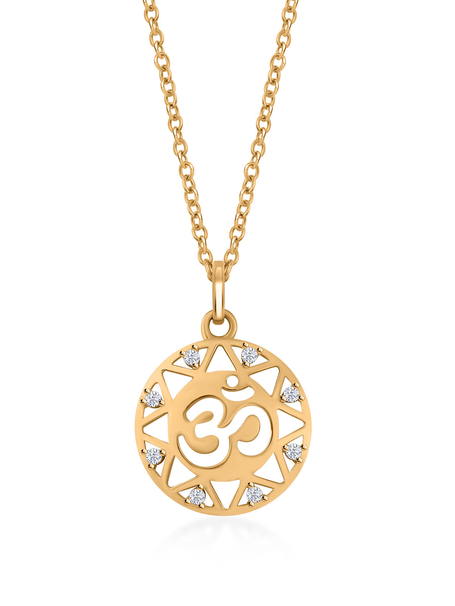 Gold Plated 925 Silver Om Necklace-1