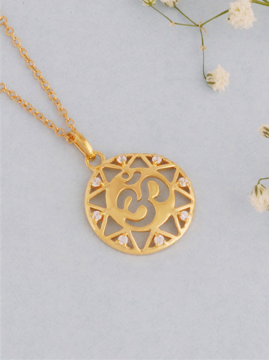 GOLD PLATED 925 SILVER OM NECKLACE-1