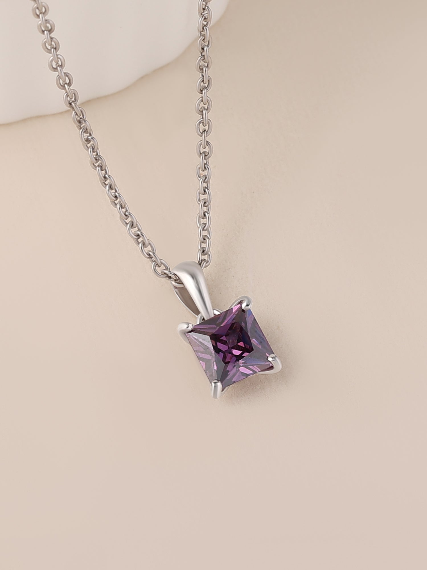 Princess Amethyst Pendant With Chain