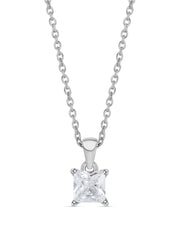 Princess Diamond Look Pendant With Chain