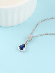 Blue Sapphire Drop Necklace For Women