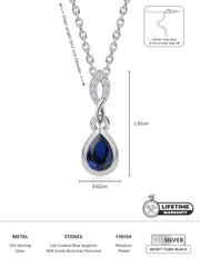 Blue Sapphire Drop Necklace For Women-5