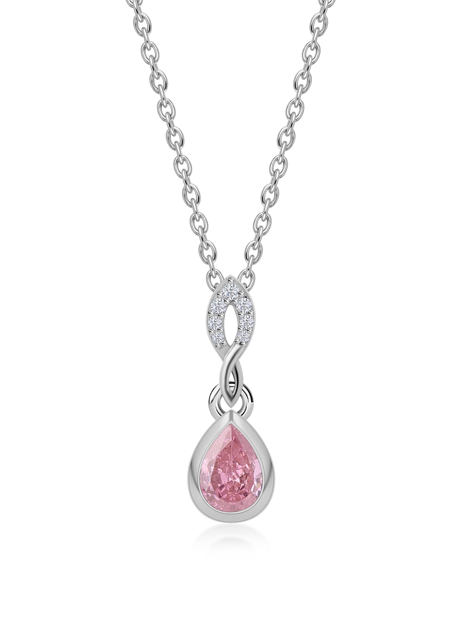 Pink CZ halo Necklace For Women