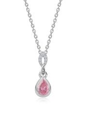 Pink CZ halo Necklace For Women