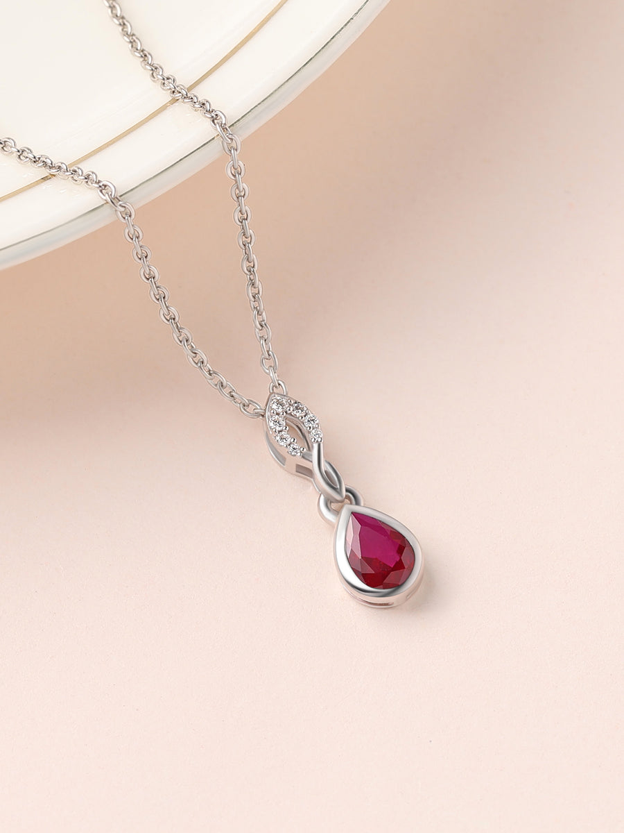 Red Ruby Drop Necklace For Women