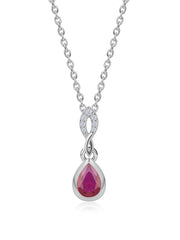 Red Ruby Halo Necklace For Women