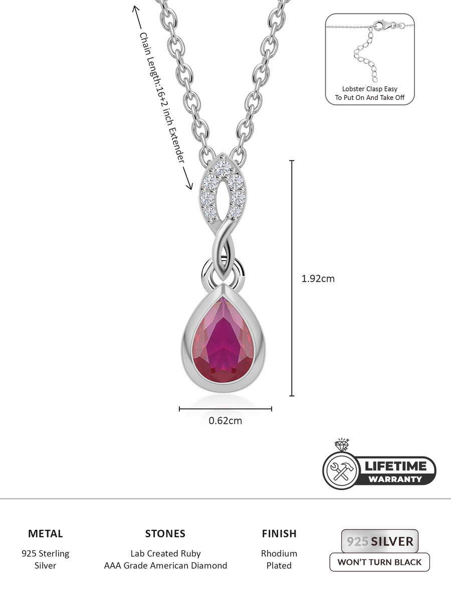 Red Ruby Drop Necklace For Women-5