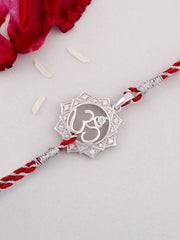 Om Pendant Cum Silver Rakhi For Brother