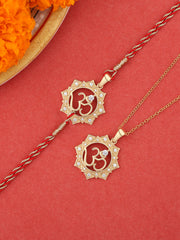 Om Pendant Cum Gold Plated Rakhi For Brother-6