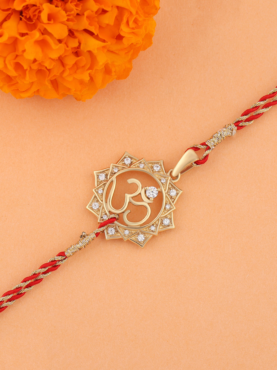 Om Pendant Cum Gold Plated Rakhi For Brother